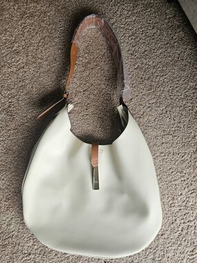 Cream Hobo Shoulder Bag Minimalist Slouchy Purse New
